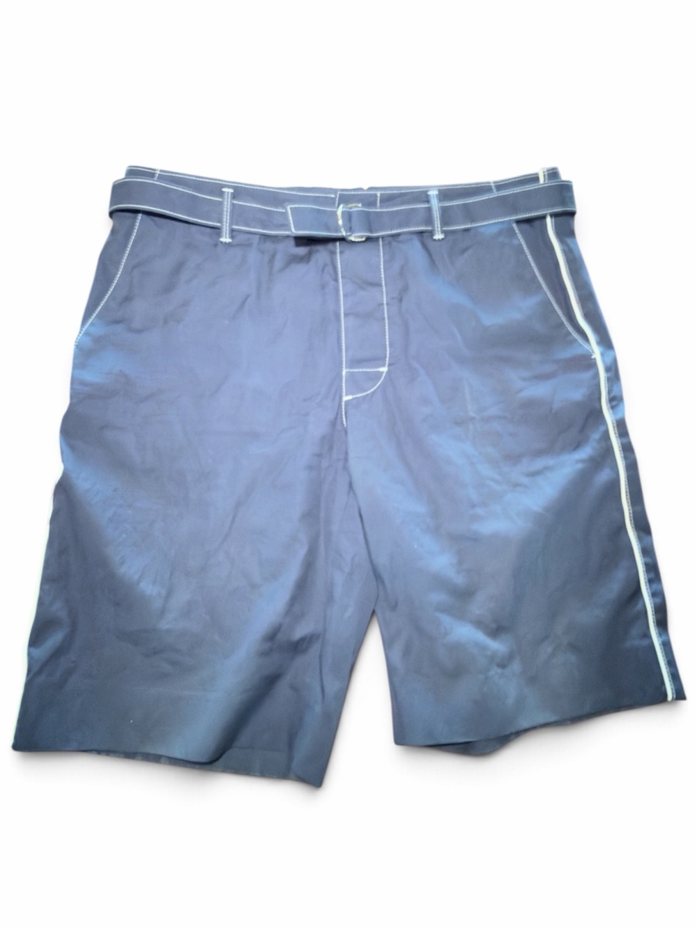 PRADA Navy Shorts with Contrast Side Stripe